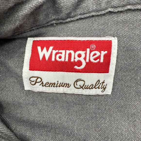 Wrangler Long Sleeve Shirt Mens Large Cotton Casual Button Up Gray Pockets - Picture 4 of 7